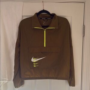 Nike Brown and Yellow Windbreaker with Neon Accents